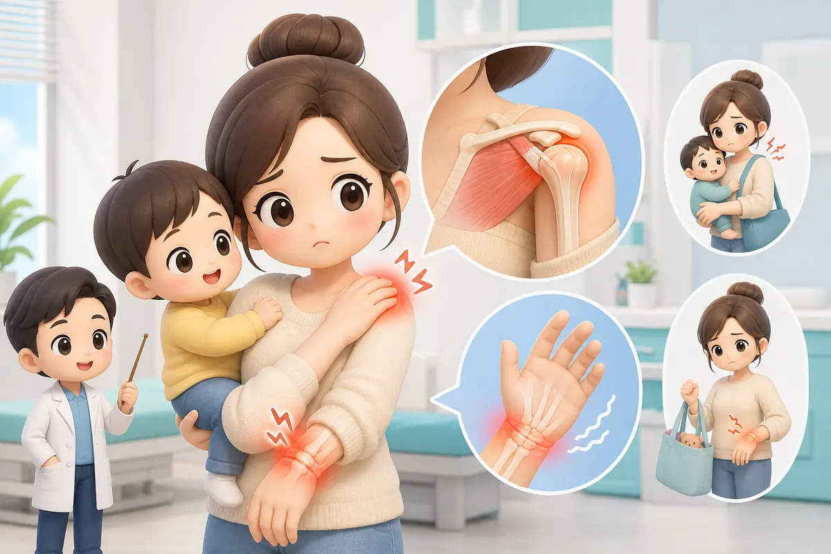 아이 안고 업다 저린 손목·어깨, 참으면 정말 낫나요?