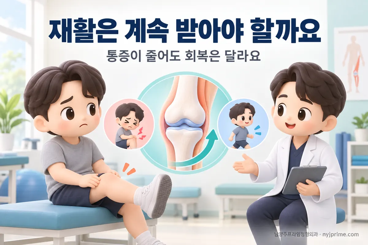 수술 뒤 통증이 줄었는데, 재활은 계속 받아야 할까요
